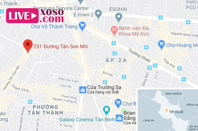 Đường Tân Sơn Nhì, quận Tân Phú (chấm đỏ), nơi xảy ra vụ việc