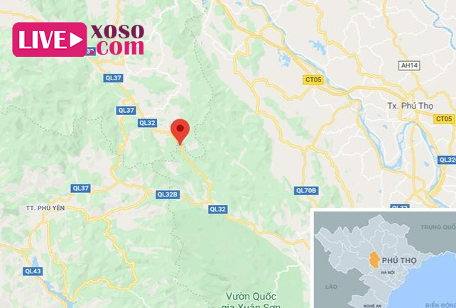 Tai nạn xảy ra tại quốc lộ 32A đoạn qua xã Thu Cúc, huyện Tân Sơn, tỉnh Phú Thọ. Ảnh: Google Maps